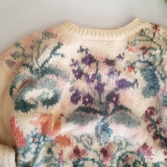 Michelle Stuart Vintage 90s Cottagecore Mohair Wool Knit Pullover Sweater M - Picture 7 of 9